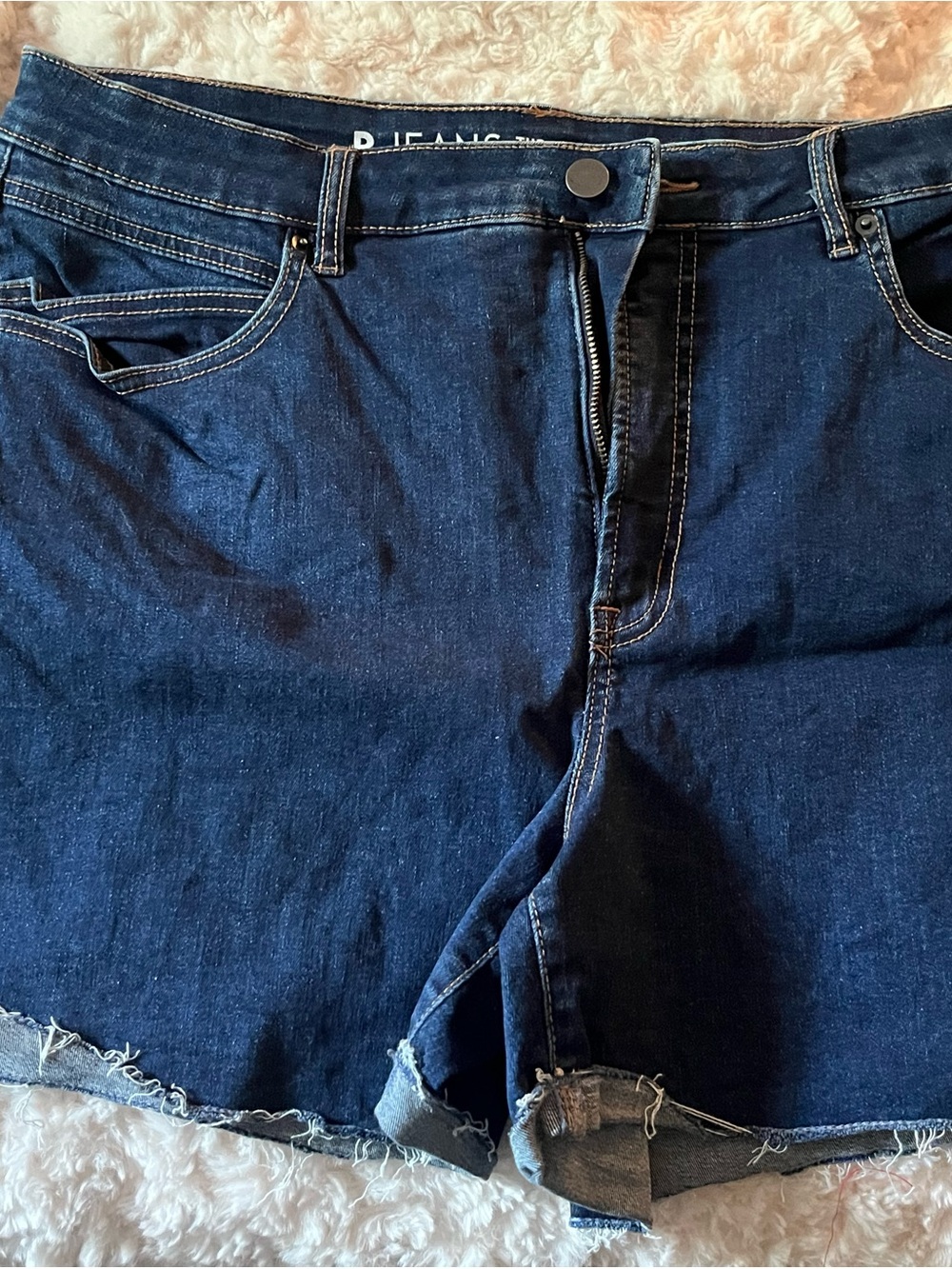 Dark Wash Denim Shorts - High Waist Curvy